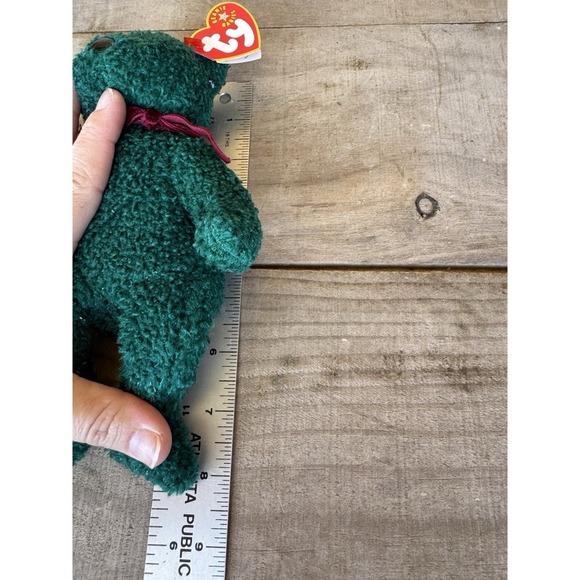 2001 Ty Beanie Baby "Holiday Teddy" Retired Bear Dark Green Beanie Baby - Picture 13 of 15
